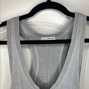 James Perse Light Gray Racerback Tank Dress Distressed hem Vintage‎ feel - 2/med